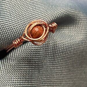 Uneven wire wrapped Copper Sandstone Bead Ring